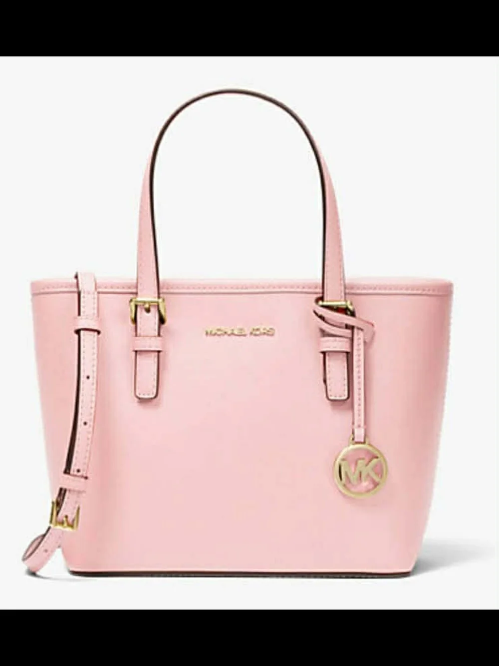 Michael Kors Blush Pink Leather Tote with Gold MK Charm - Picture 1 of 5